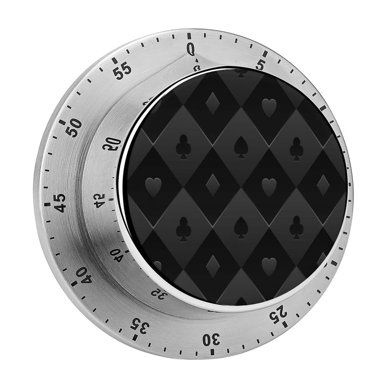 Black Poker Pattern Kitchen Timer, 60-Minute Mini Cook's Timer, Lightweight Cooking And Baking Portable Countdown