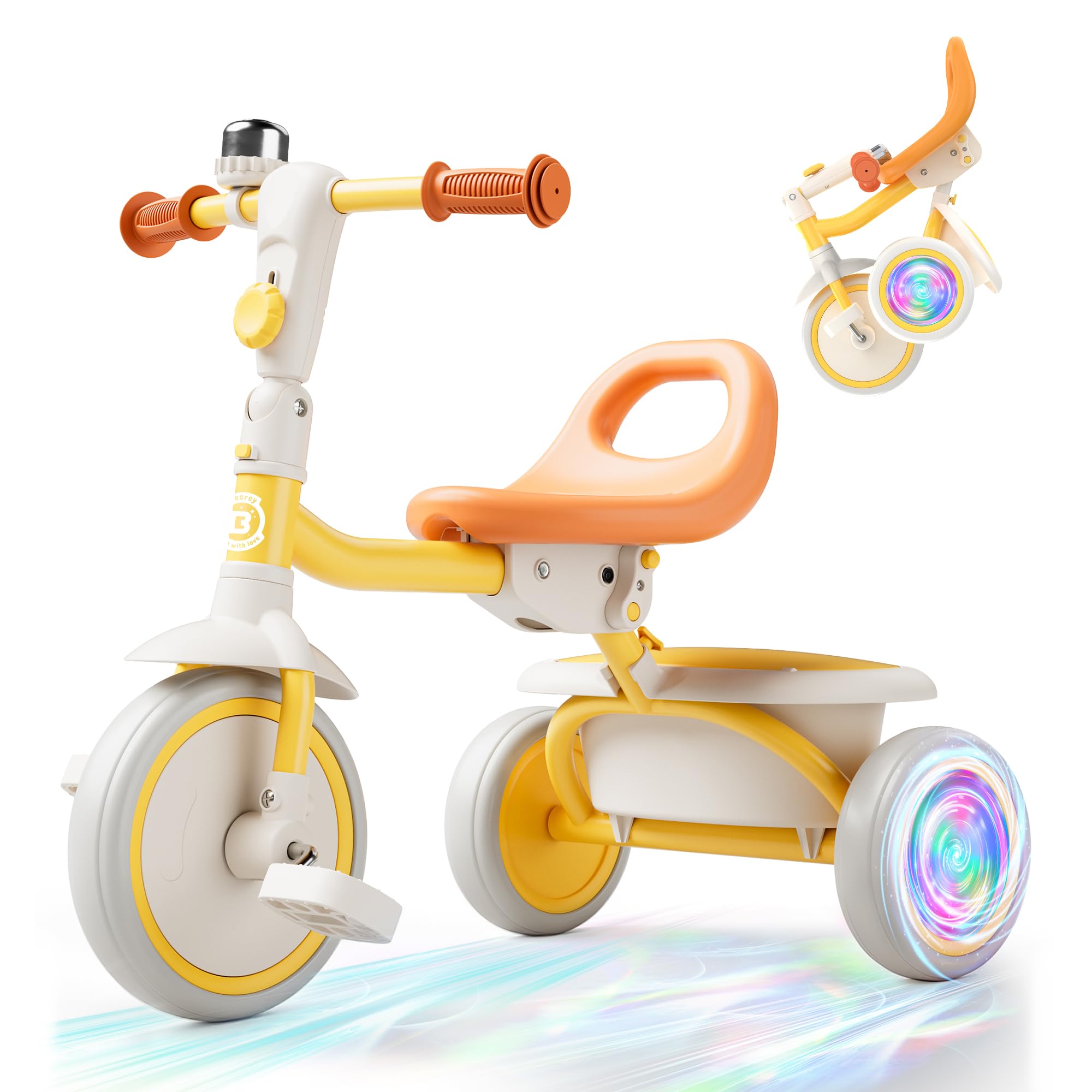 KRIDDO Triciclo 2 In 1 Per Bambini Dai 18 Mesi Ai 5 Anni - Maniglia Di Spinta Estesa Per Una Spinta Senza Sforzo Triciclo Regalo Dai 3 Ai 5 Anni Tricicli Con Poggiapiedi Verde