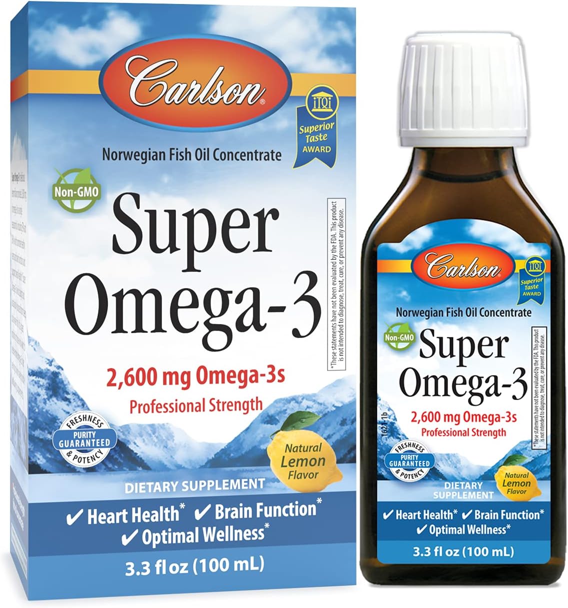 Carlson Super Omega3, 2600 mg Omega3, Omega3 líquido