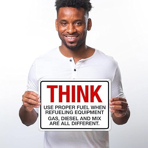 Miniatura 53 de Think When Refueling Equipment to Use Proper Fuel Gas Diesel and Mix Sign, 24x30 Inches, 3M EGP Reflective .080 Aluminum, Fade Resistant, Made in USA