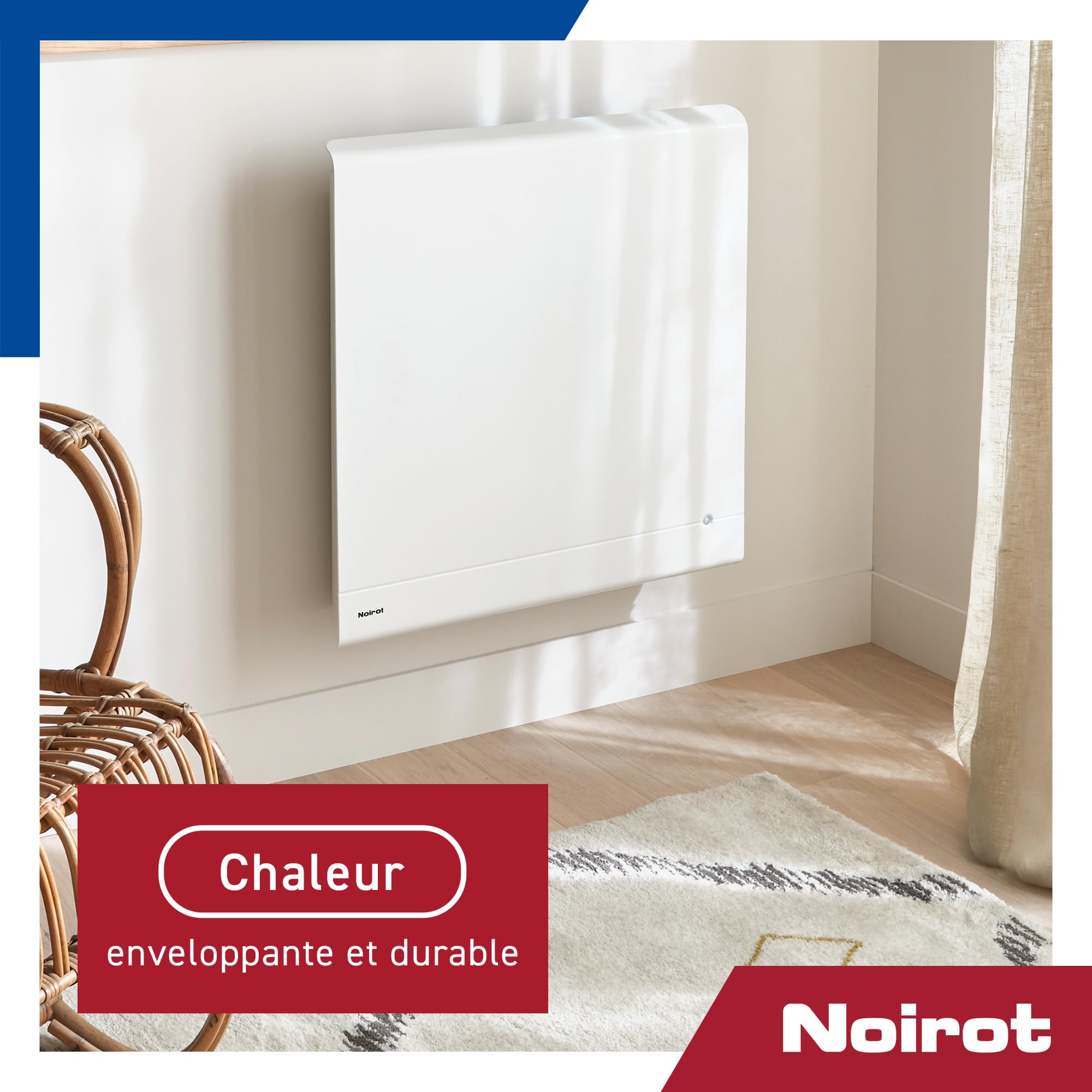 Noirot - Radiateur Électrique Caldera - Inertie Pierre de Lave - Technologie Brevetée INERFRONT - Connecté - Certifié Origine France Garantie, NF Électricité - Gris, 1000 Watt