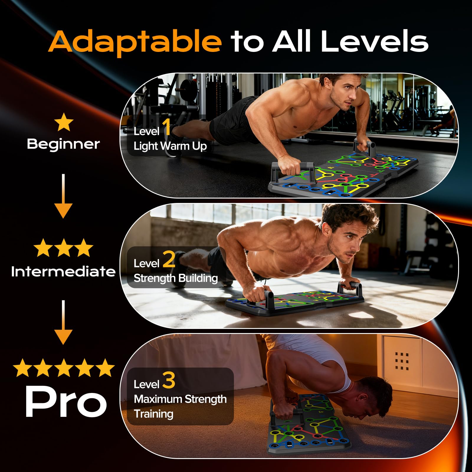 AERLANG Push Up Board, Foldable Fitness Training System 20 in 1 Multi Functional Home Gym Equipment for Upper Body Strength Training Burn Fat Sculpt Shoulders Chest Back Triceps