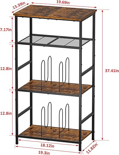 Miniatura 6 de Soporte para tocadiscos, soporte para discos de vinilo de 4 niveles con almacenamiento de hasta 200 álbumes, mesa auxiliar para tocadiscos, mesa