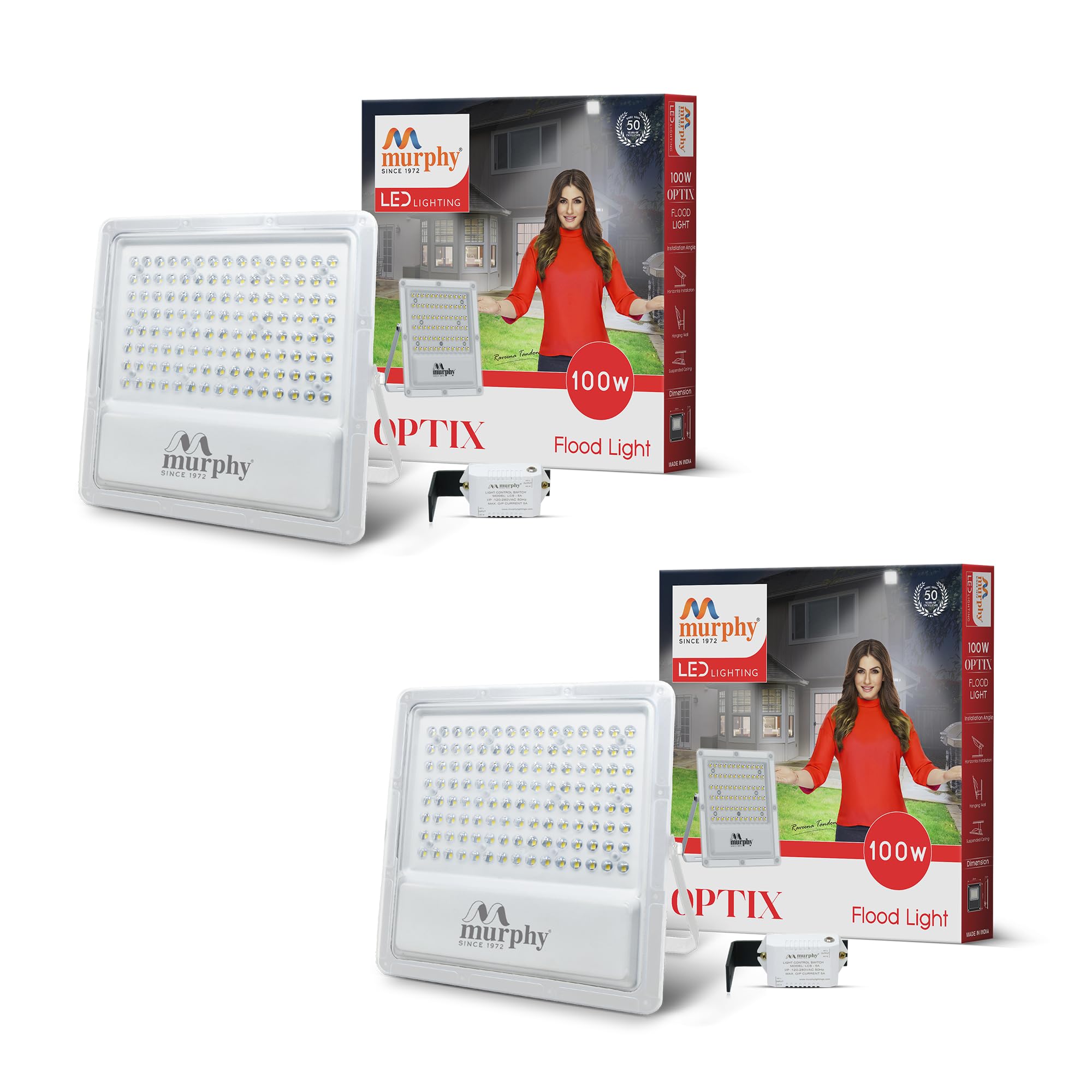 Murphy Lens Model 100W LED Waterproof with Auto On/Off Day Night Light Sensor Flood Light : Pack of 2 (Cool White BIS Approved)-image-31