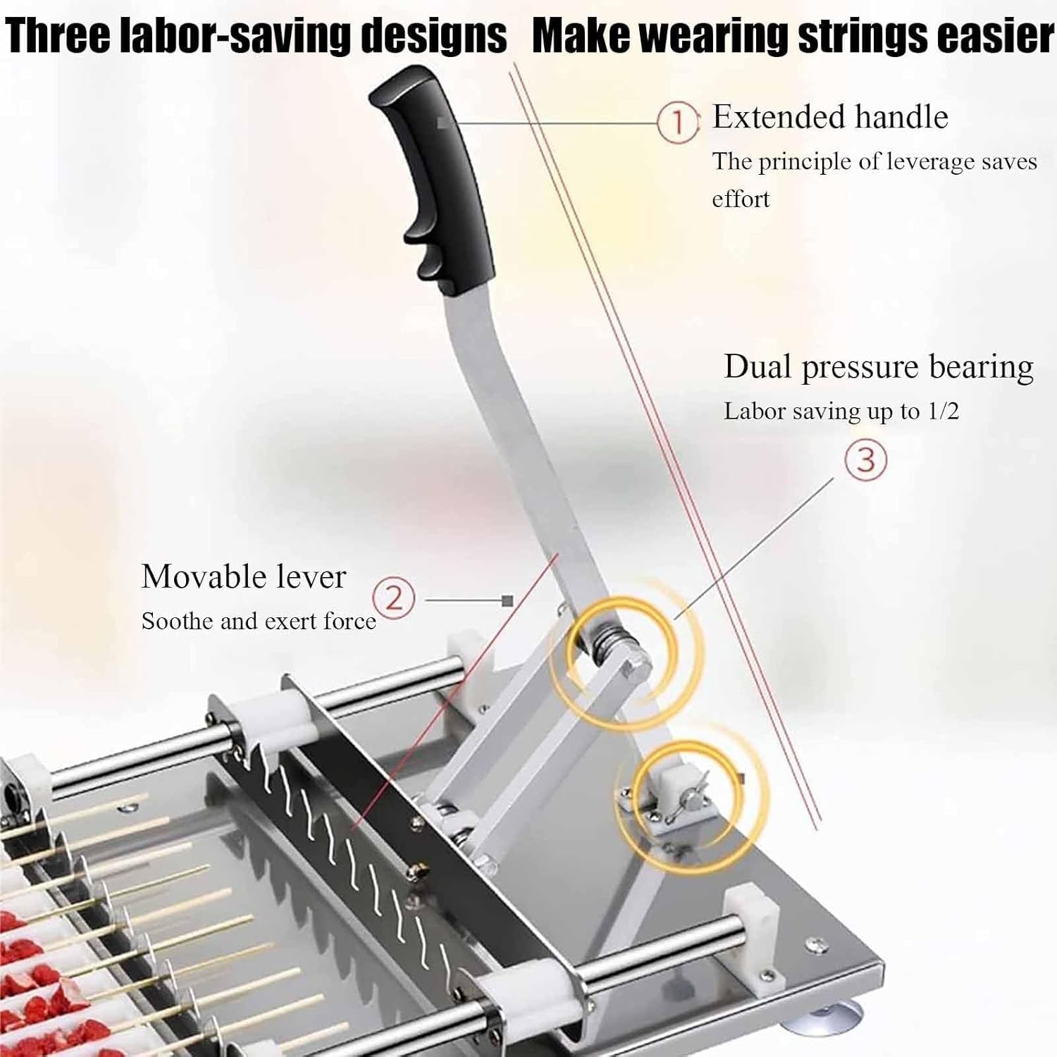 Macchina manuale per spiedini di carne, in acciaio inox, con 4 modelli, per feste di famiglia, barbecue