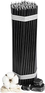 Diveevo ecclesiastical Beeswax Candles - 100 pcs. I Black Ritual Candles L-10.43 in, Ø-0.28 in I 120 min Burning time in Black I Thin Candles drip- & Smoke-Free