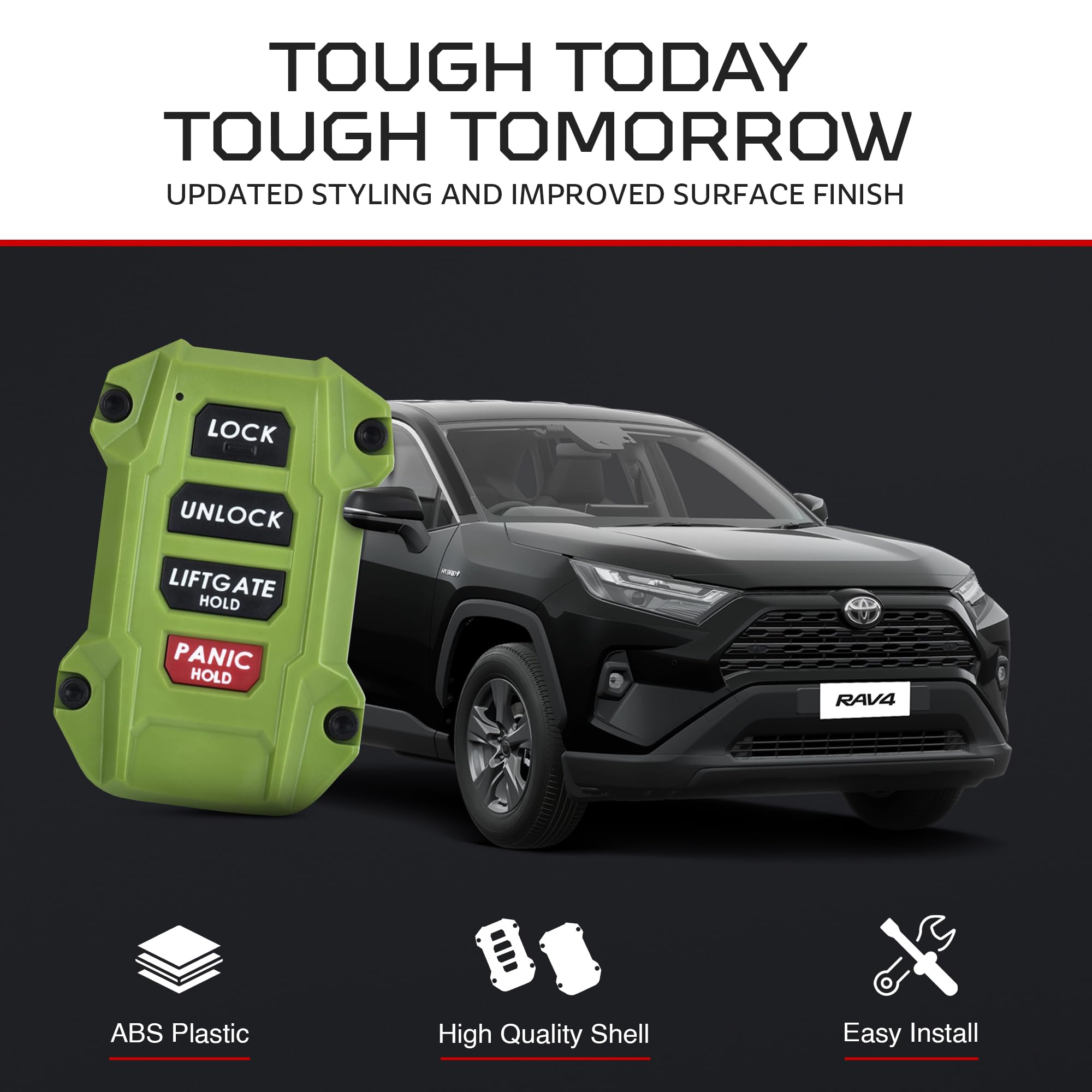 AJT DESIGN Replacement Key Fob Case For Select 4Runner & Toyota Rav4 Models Red - View #4