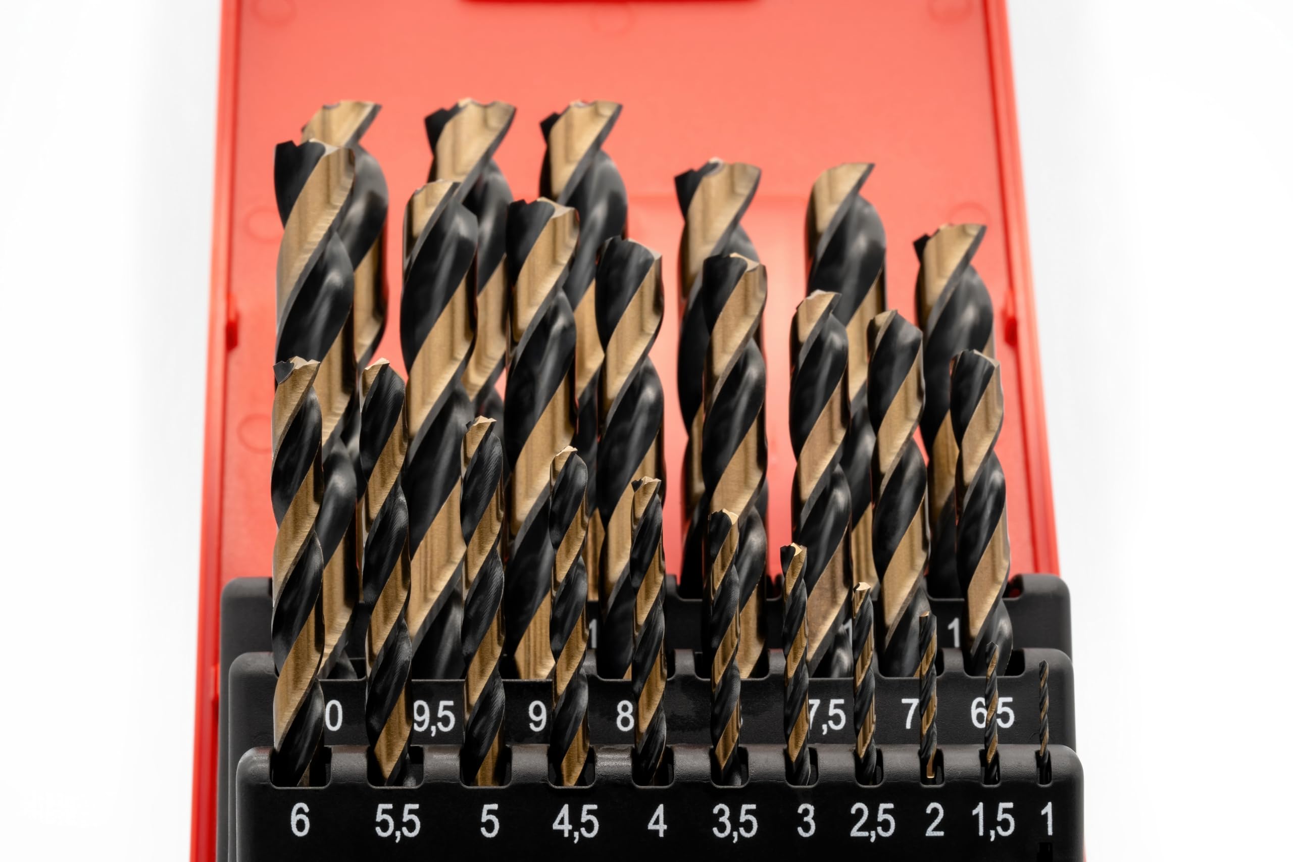 BAER HSSE Spiralbohrer Set 1-13mm (25-tlg, 0,5mm Abstufung) Kobalt Metallbohrer für Edelstahl, INOX, Stahl, Blech, rostfrei | HSS-E Bohrerset DIN 338, Dreikantschaft ab 4mm | Bohrmaschine Akkubohrer