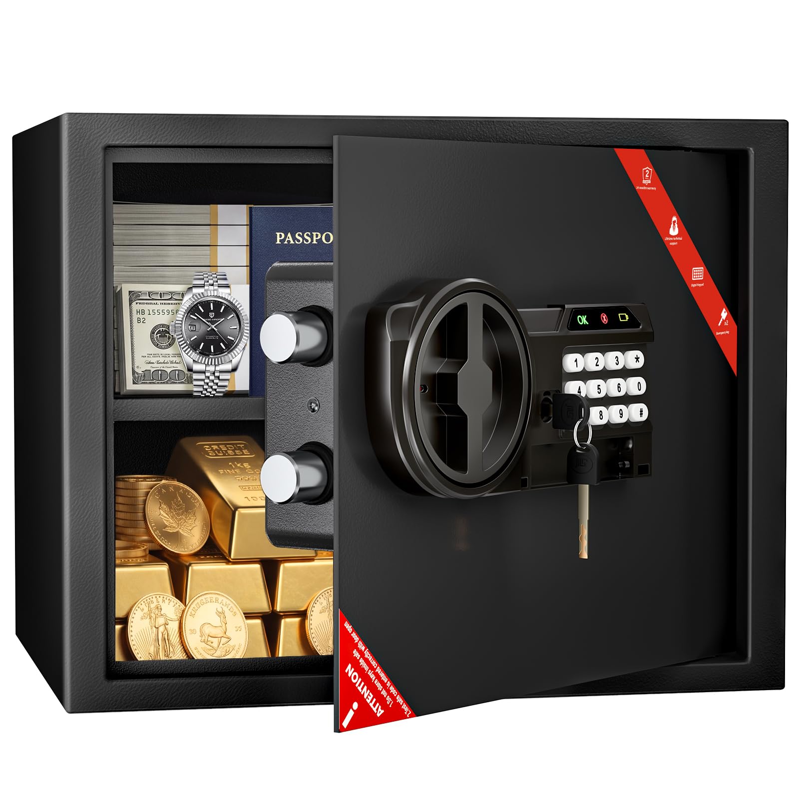 KABISAFE Safe 34L, Security Home Safe, Digital Keypad Safes, Steel, Office โ image 1