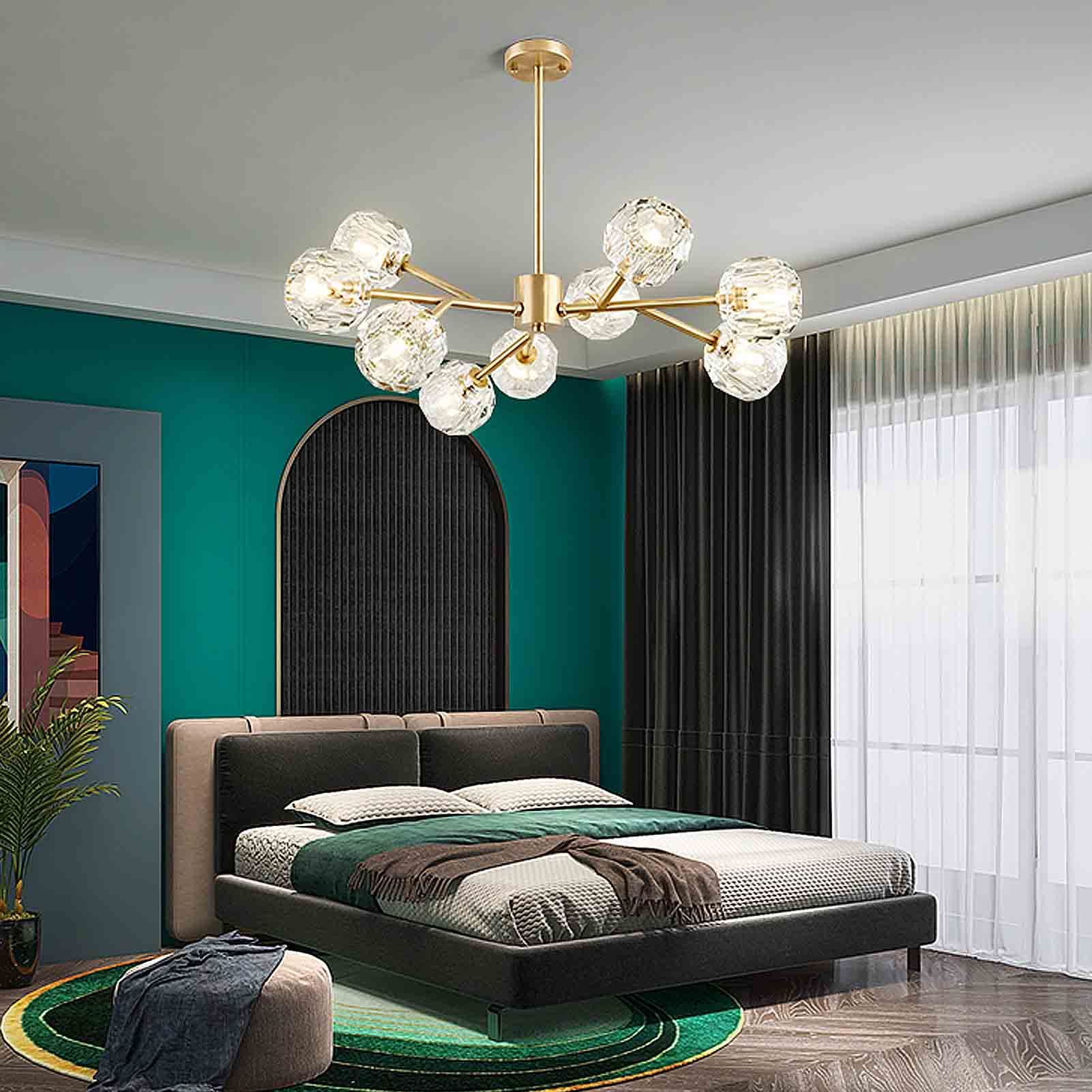 Plafonnier vintage avec bras réglables lustre moderne métal doré luminaire salle à manger