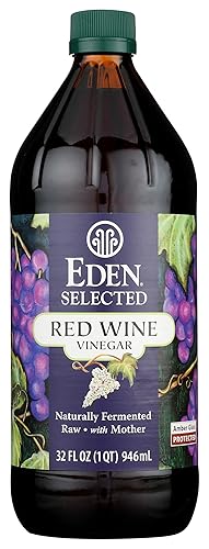 Eden Vinagre de vino tinto orgánico, 32 fl oz, crudo, vidrio ámbar