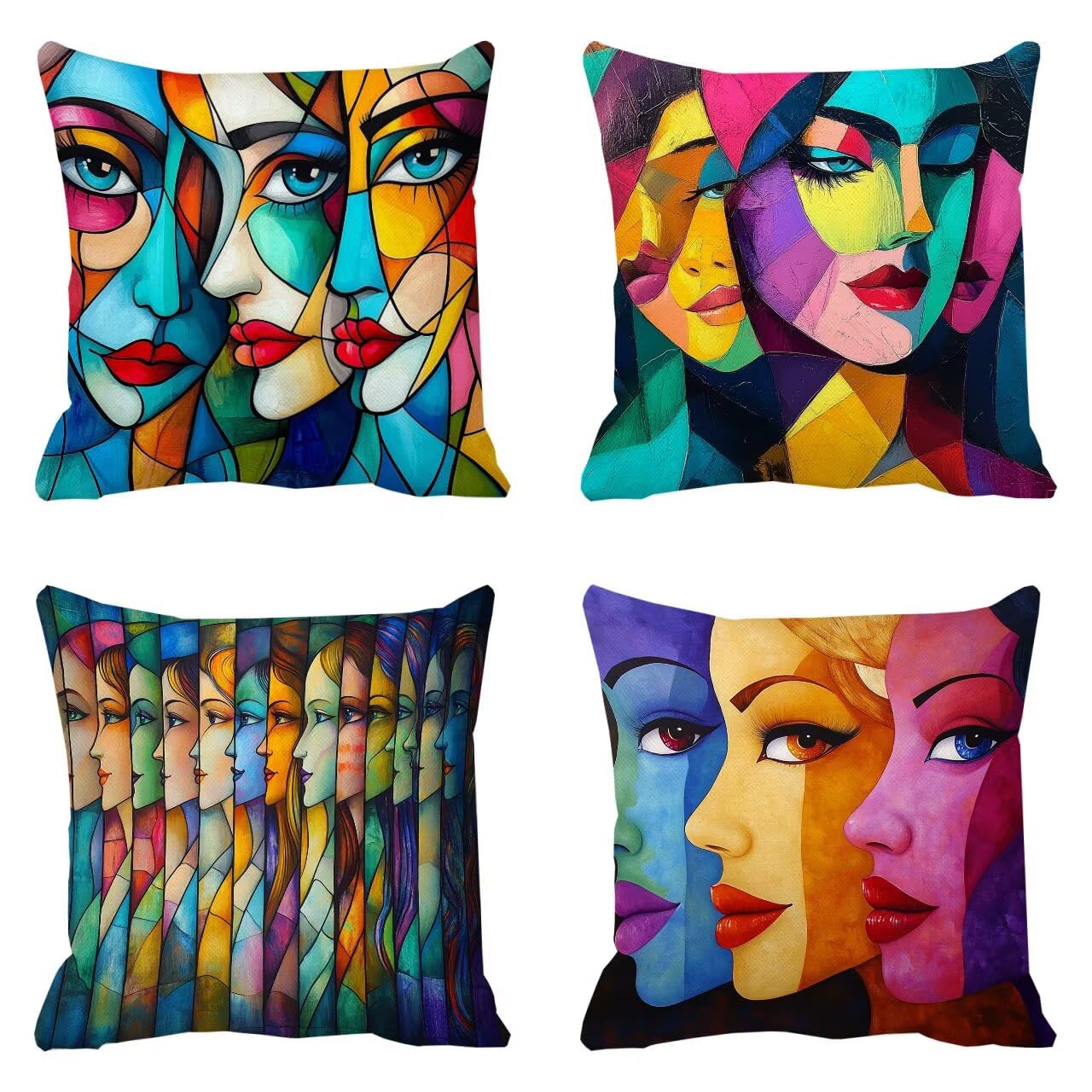 Housse coussin 35 x 35 cm en lin haut de gamme motif abstrait