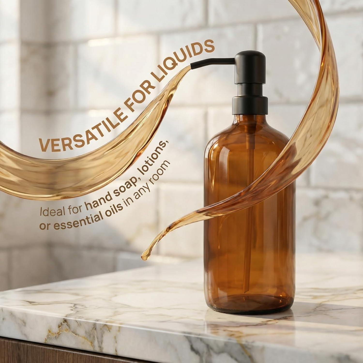 Amber Glass Soap Dispenser