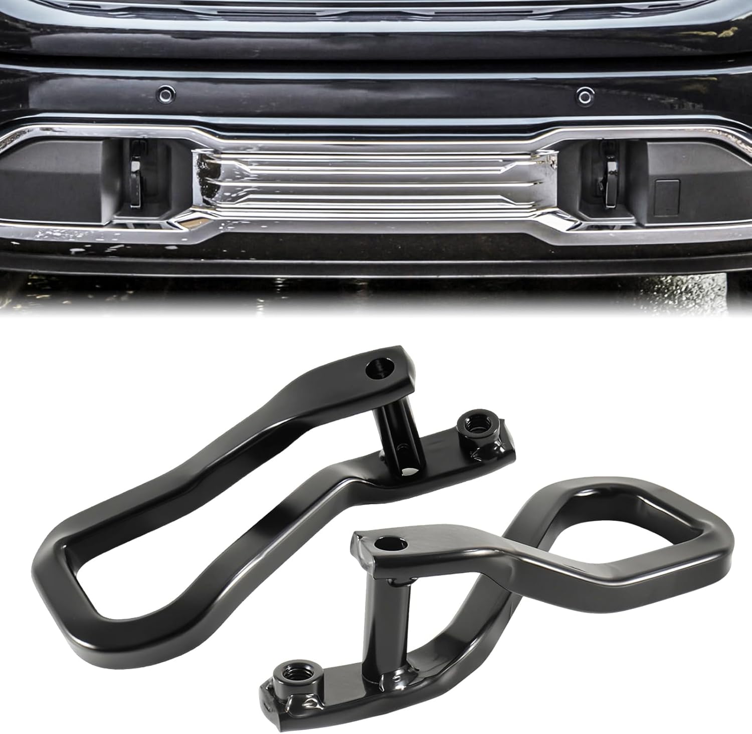 Front Tow Recovery Hooks Compatible with GMC Sierra 1500 2021 2020 2019 Tow Hook Ring Replacement 84195902 84195907(Black)