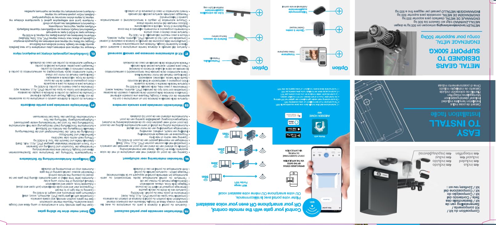 Avidsen Orea Connect Motor para Portón Corredizo WiFi — 4m Cremallera, 2 Mandos, Fotocélulas, HomeGate Integrado, Batería de Reserva Opcional, Arranque Progresivo