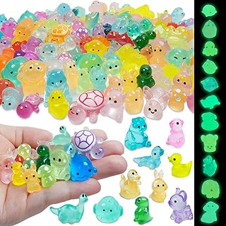 180 Pcs Mini Resin Animals Kit - Luminous Tiny Resin Animals Figurines Accessories Gifts for Aquarium Fairy Garden Bonsai Decor