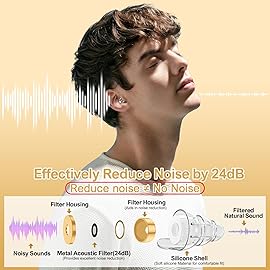 YomauiYee High Fidelity Concert Earplugs for Concerts Musicians, Music Festivals, Earplugs for noise reduction, 24db 2 Pairs (Gold)