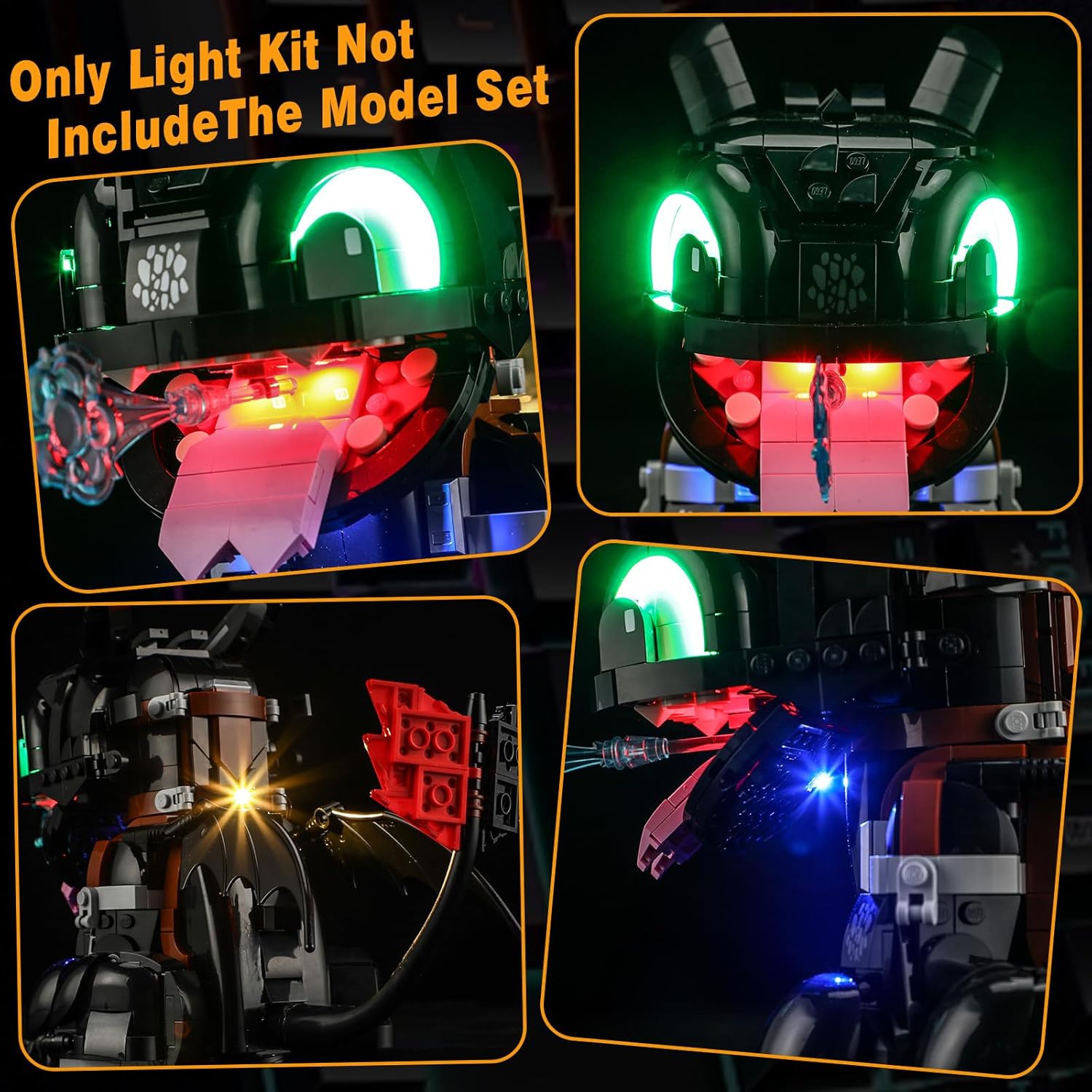Vaodest Light for Lego 10375 How to Train Your Dragon: Toothless Set,Design and Configuration Compatible with Model 10375(Light Only, Not Building Block Kit)