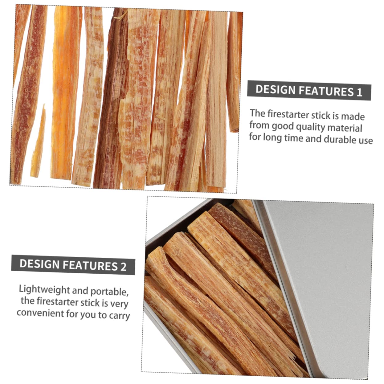 VILLCASE Camping Fire Starter Emergency Wood Quick Light Wood Burning Tool Pine Strip Set for Fire Pit Chimneys