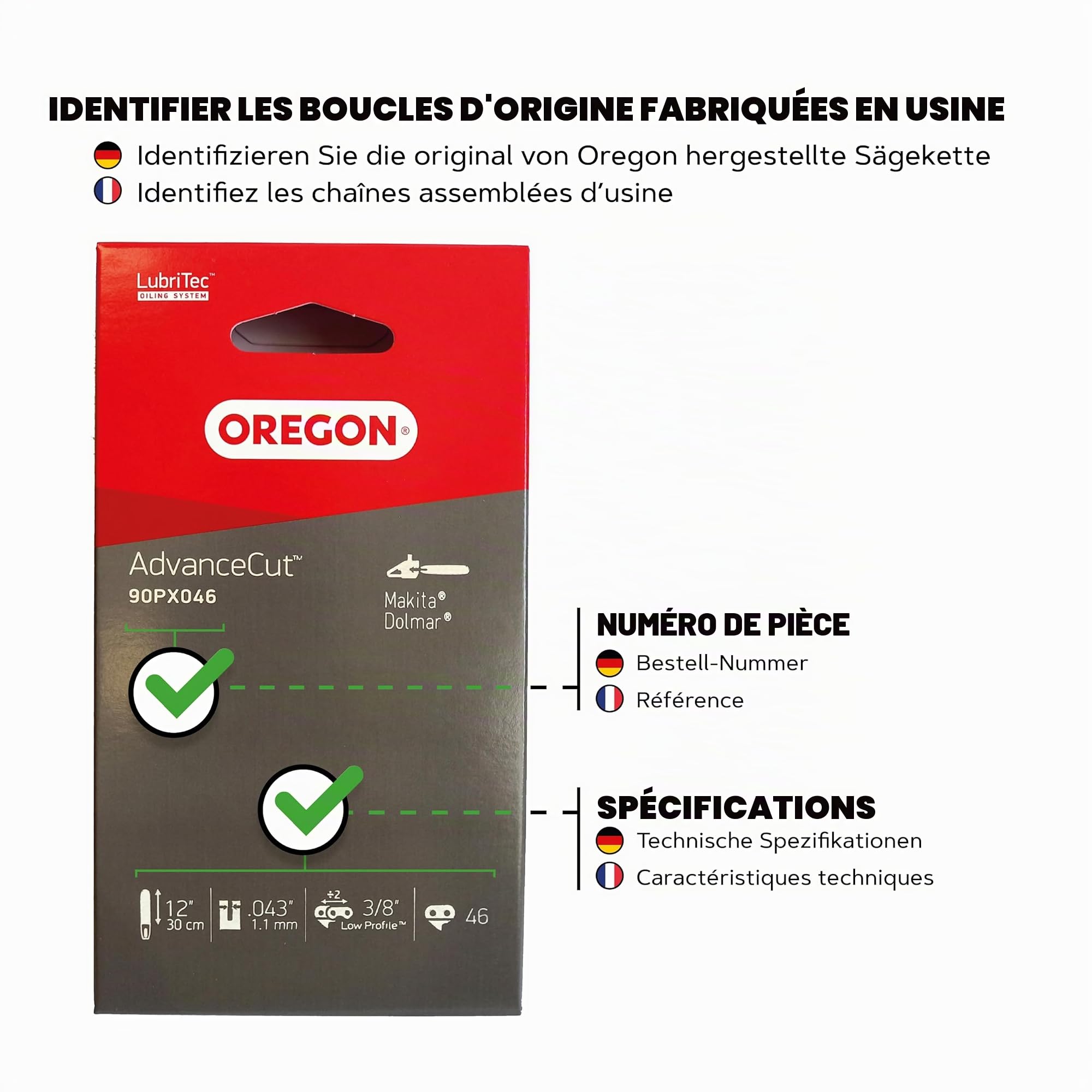 Oregon 90px046e chaîne micro lite 3/8" 1,1mm, Multicolore