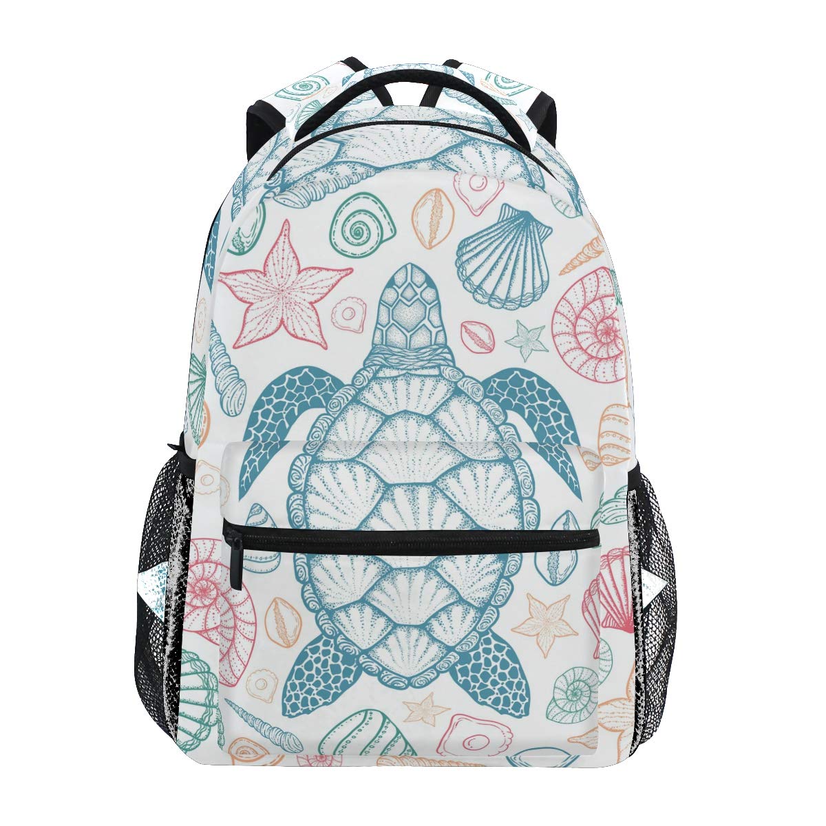 senyaSchool Backpack Sea Turtle Starfish Shells Bookbag for Boys Girls Travel Bag One Size