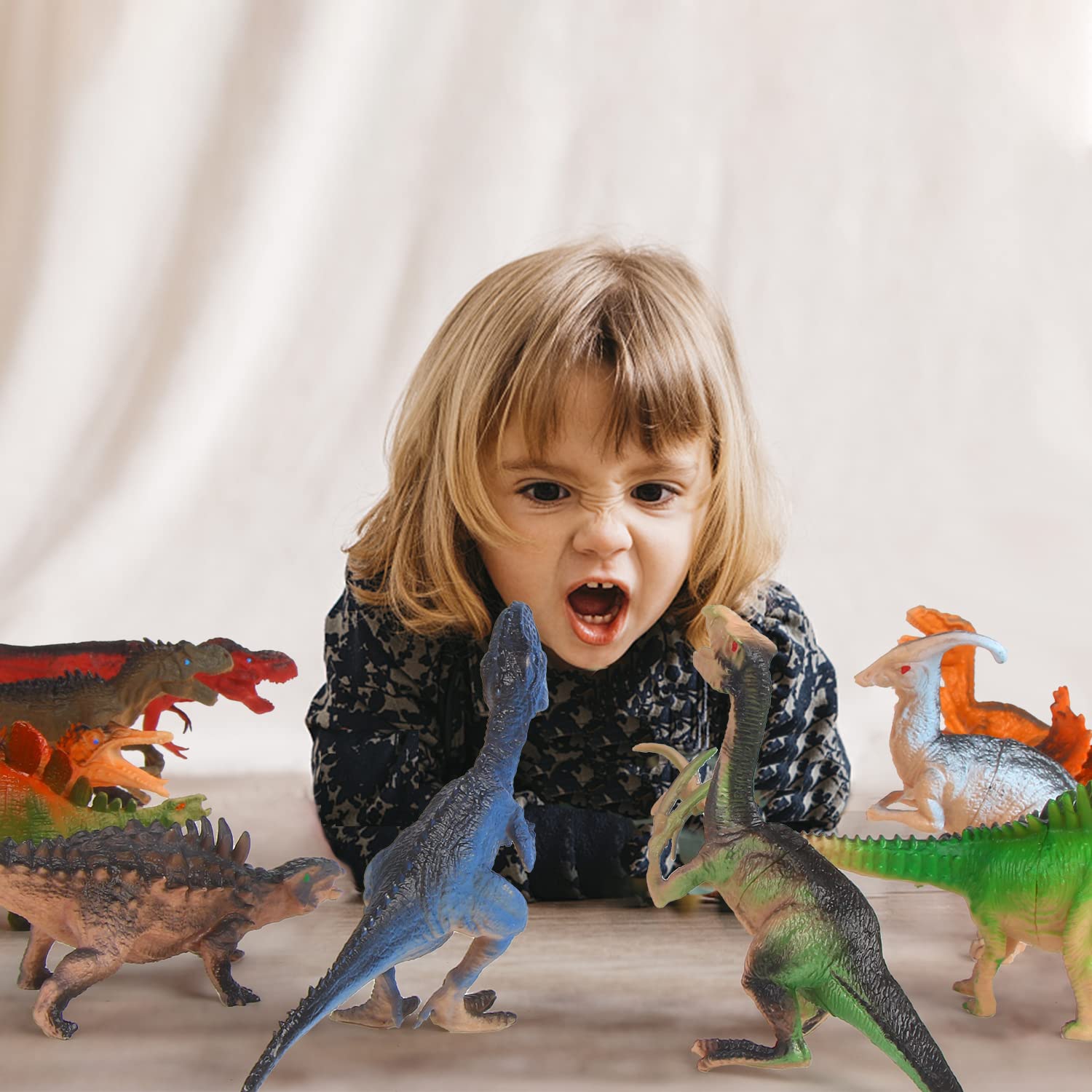 SULOLI 12 x große Dinosaurier-Spielzeuge aus Kunststoff