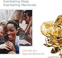 Vista 5 de Fantasy Rose Rosa bañada en oro de 24 quilates, única y eterna, sumergida a mano en oro de 24 quilates, de 11 a 12 pulgadas