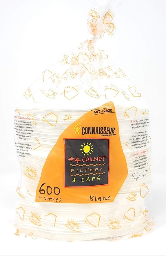Connaisseur No 4. Cone Coffee Filters (600 Pack) / No 4 filtres à café de Connaisseur