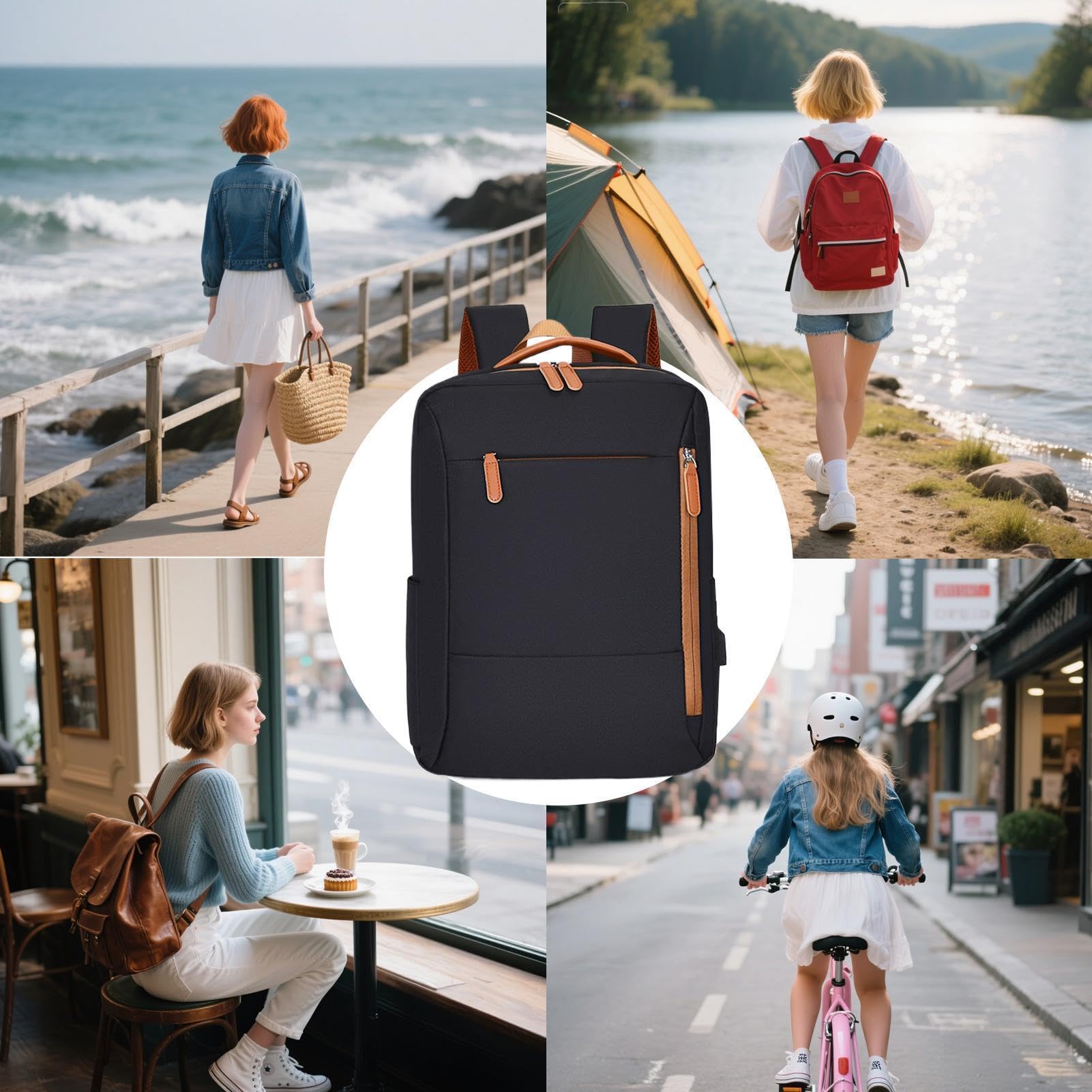 Bolsas universitarias para mujer, bolsa de viaje para laptop de negocios, mochila escolar de 15 pulgadas para uso casual, a la moda, lugar de trabajo, viajes, universidad, gimnasio, camping