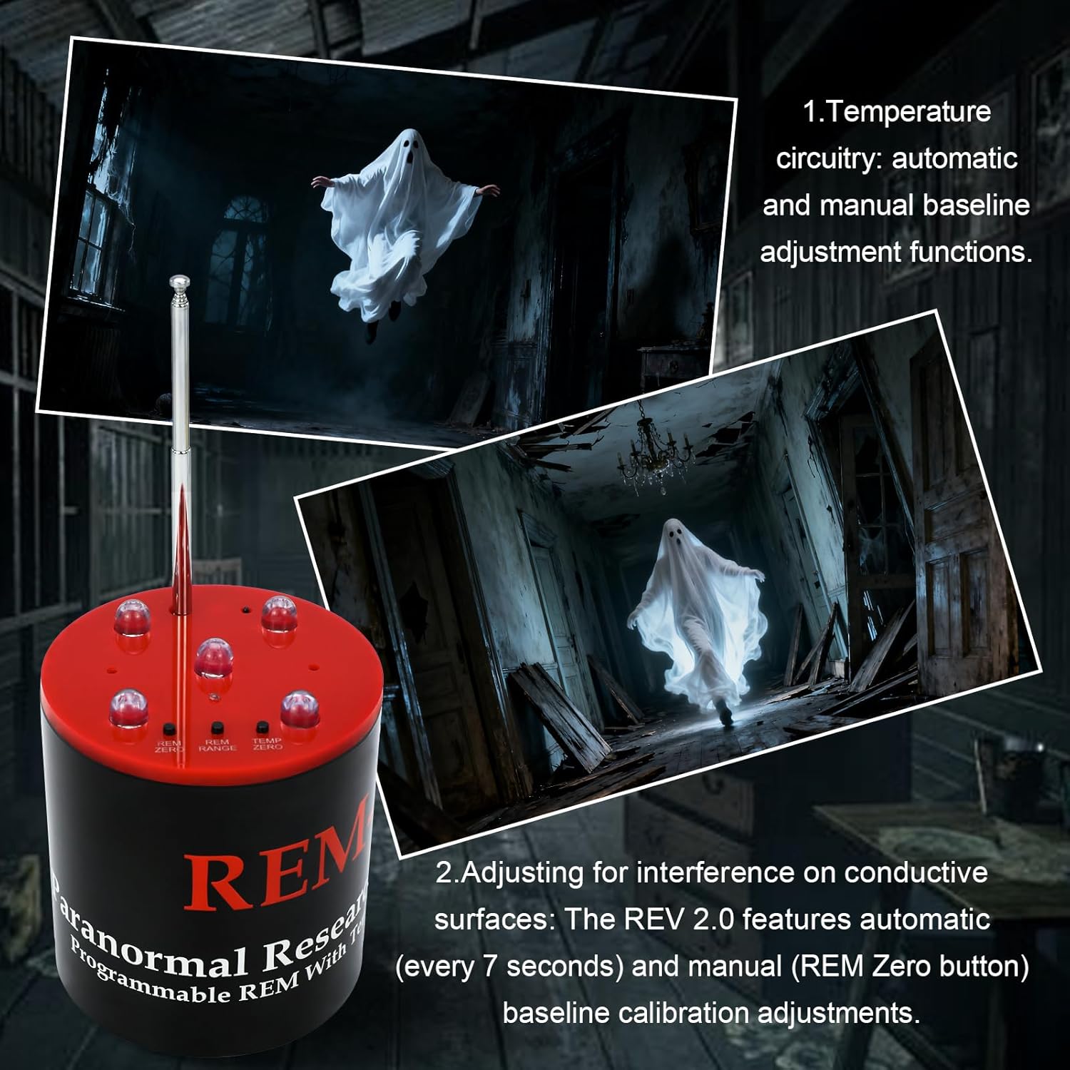 EMF+ATDD Ghost Hunting Equipment, Paranormal Surveillance - Professional EMF & Temperature Detector, 40% More Sensitive Antenna, 5-Level Adjustable, Auto Calibration (Upgraded Version)