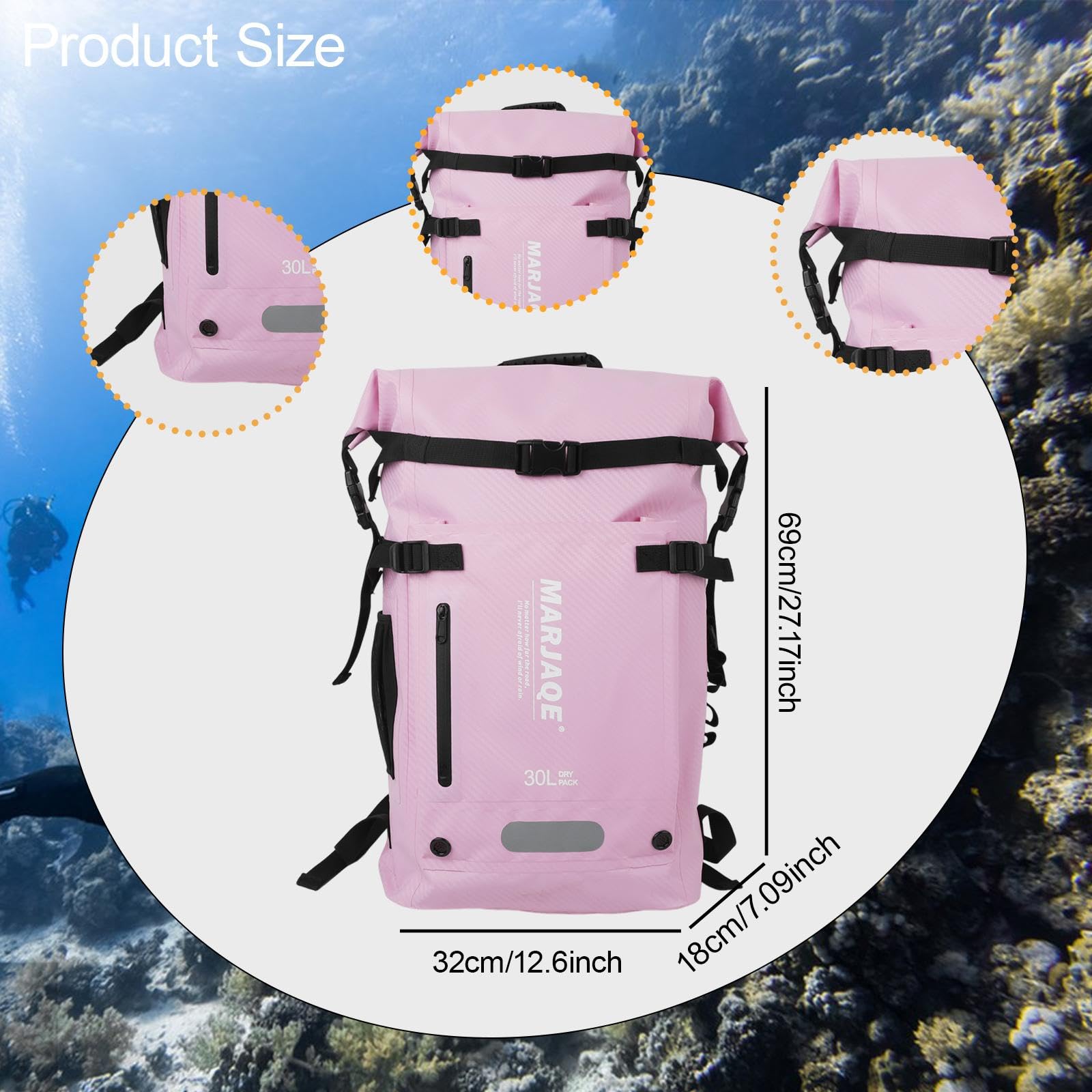Sac à Dos étanche de 30 L pour La Natation avec Compartiments pour Les Sports Nautiques