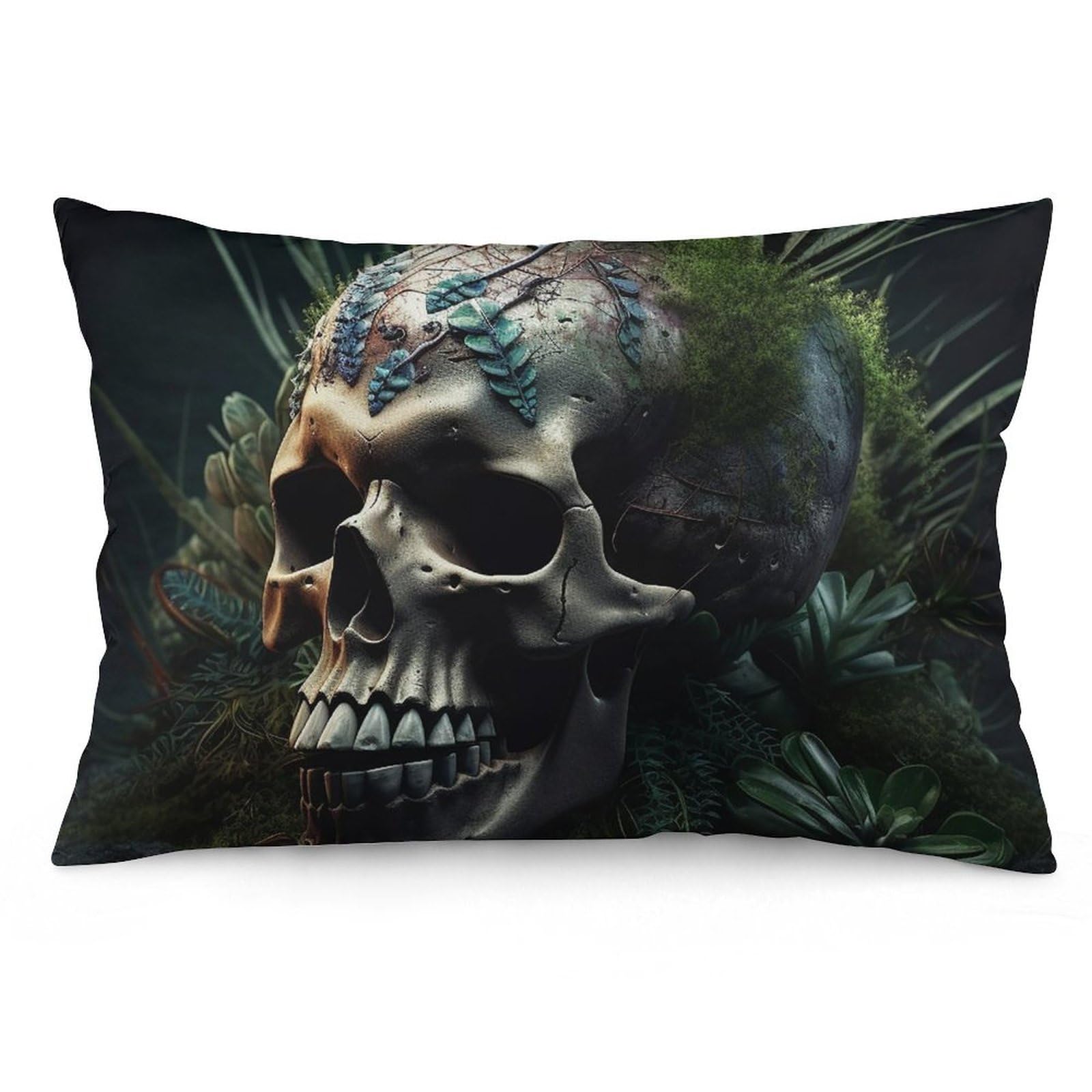 NTVOWPZO 2 Pack Decoration Throw Pillow Covers 16 "x24 Pillowcases Covers Skull and Plants Pillowcases Modern Farmhouse Home Decor Sofa Cushions Covers for Couch Bed Living Room