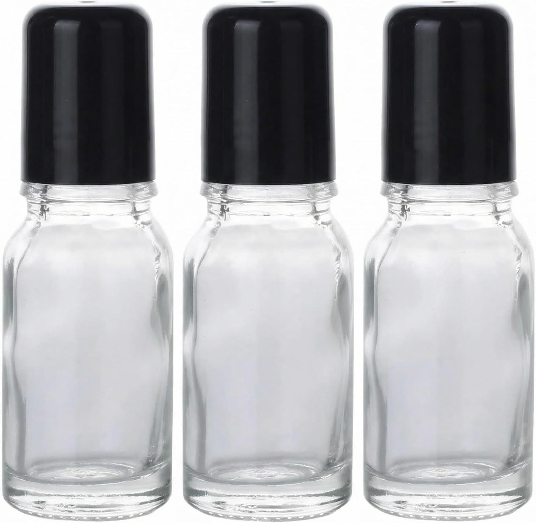 3 Pcs 30ml Glass Roll-On Bottles Empty Refillable Stainless Steel Roller Ball Vials with Black Cap for Essential Oils Perfume Eye Fluids Cosmetic Containers