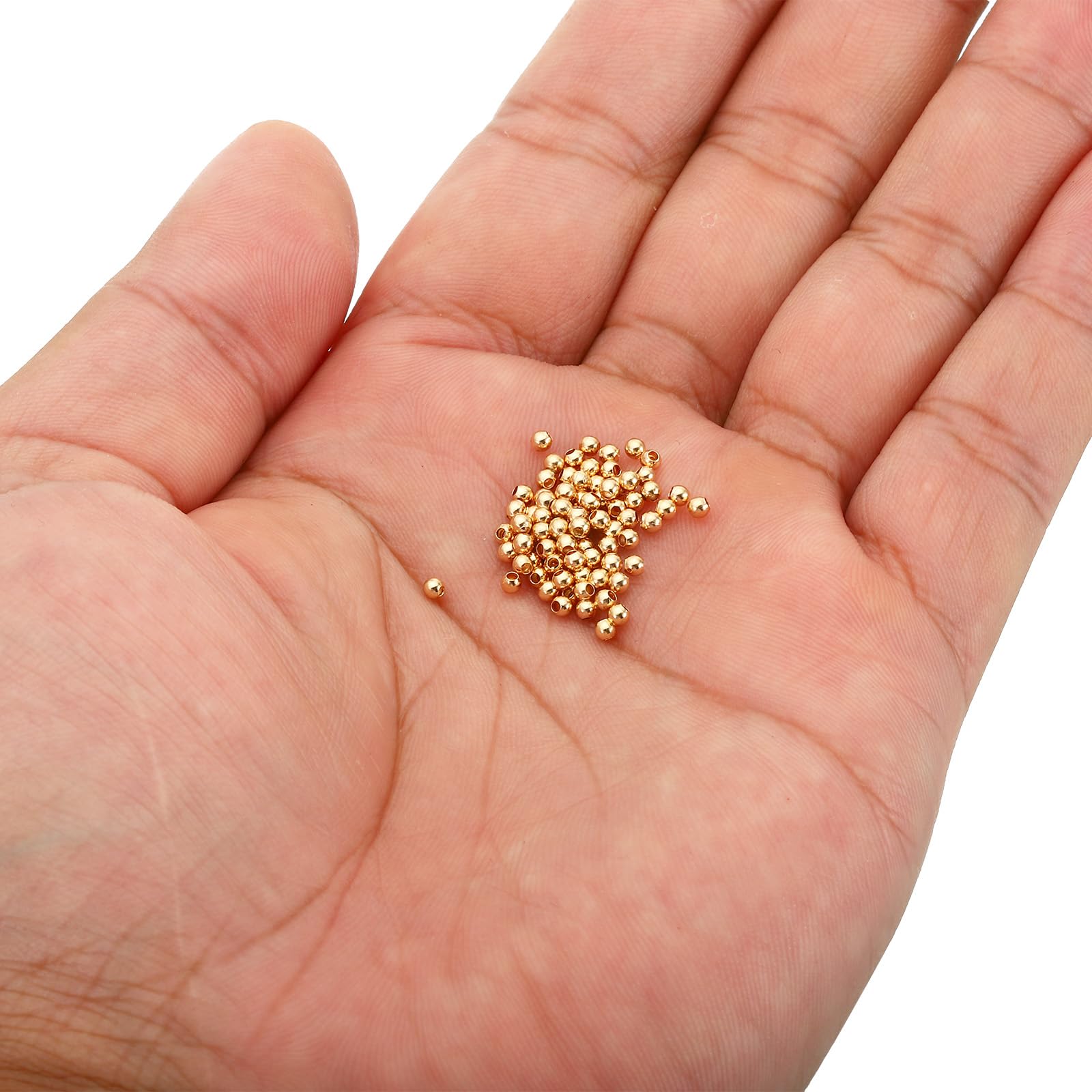 100 Perline Sfere In Ottone, 4 Mm, Oro, Distanziali Lisce Per Creazione Gioielli Fai Da Te