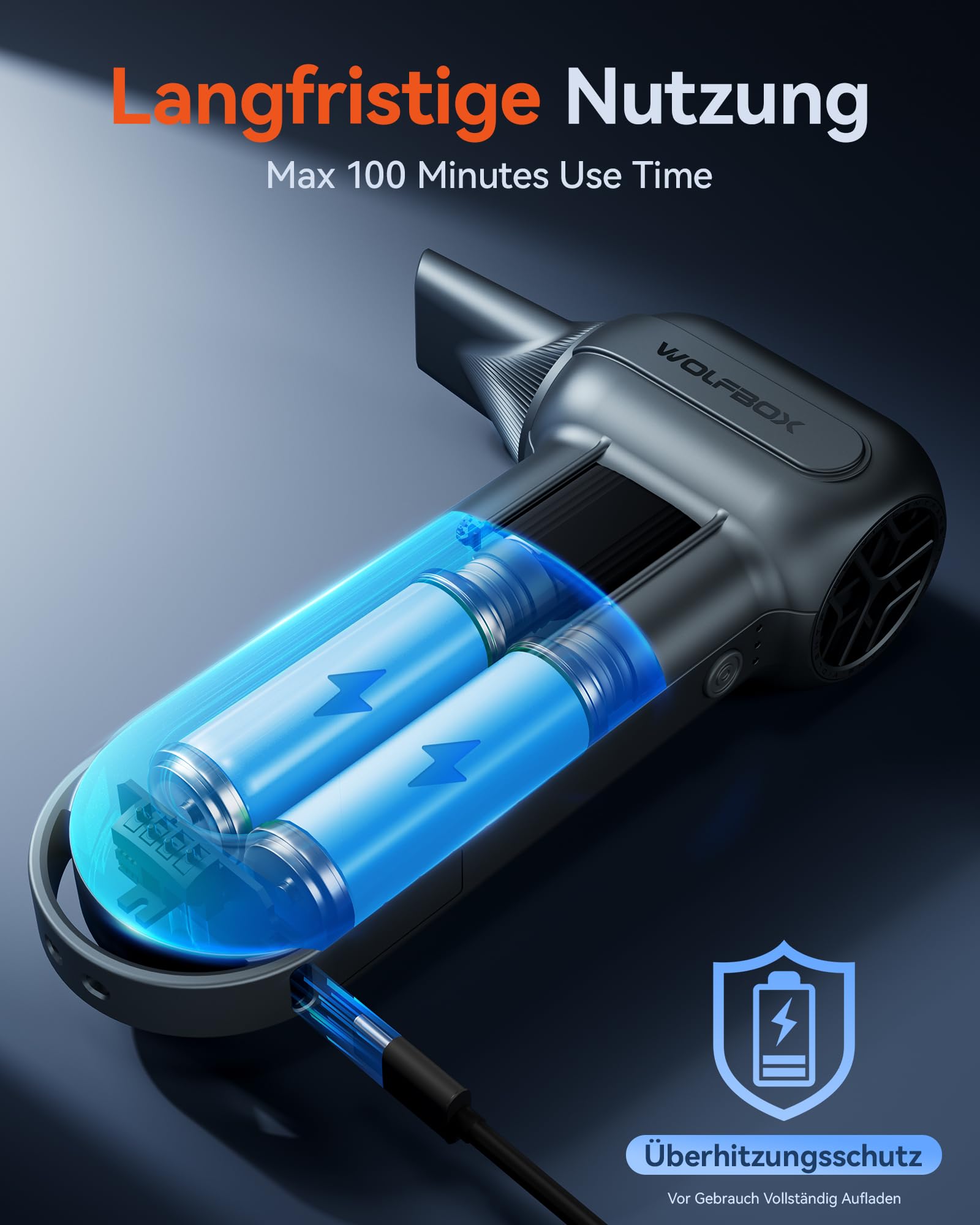 WOLFBOX MF100 Electric Air Duster 150000RPM Cordless Wiederaufladbare Luftgebläse 3-Gang Einstellbar Staubgebläse