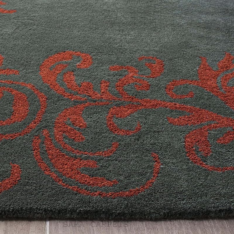 Image of Modern Abstract Hand Tufted Wool Floor Carpet for Home decore Living Room|Home and Bedroom & Hall 4x6 feet (120 x 180cm) Grey H40