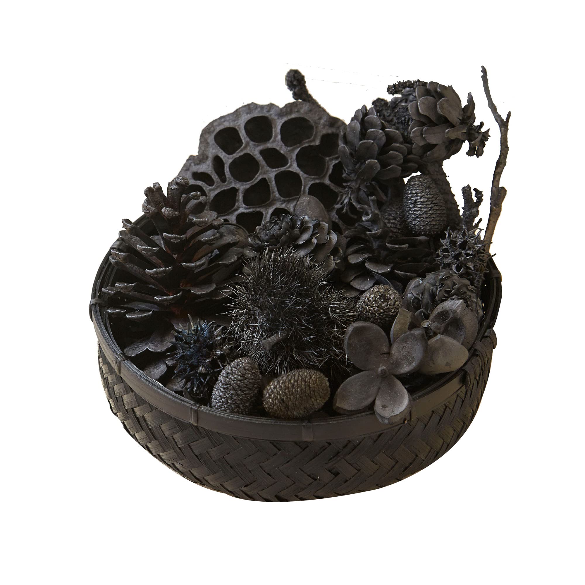 松笠細工 シダーローズ 花籠 取っ手付き 木の実クラフト バスケット