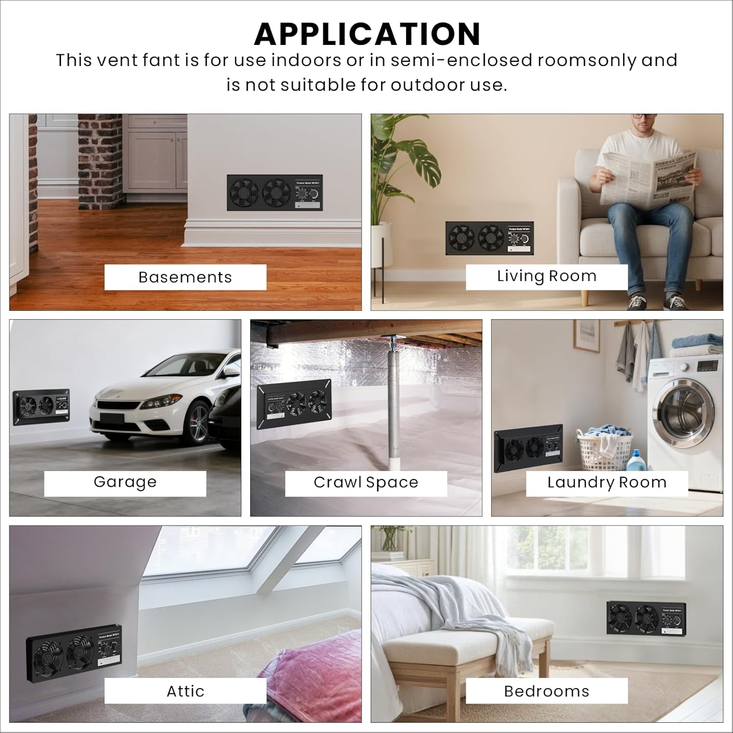 Sea Monkey Crawlspace Ventilation Fan 220 CFM with Humidistat and Thermostat, Dual Fan Crawl Space Vent Fan with Humidity and Temperature Auto Control, Freeze Protection for Basement Garage Attic