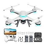 Drone with 1080P Camera for Beginners, Remote Control Quadcopter with Gestures Selfie, Altitude Hold, One Key Start, 3D Flips, 2 Batteries, Toy for Beginners, White