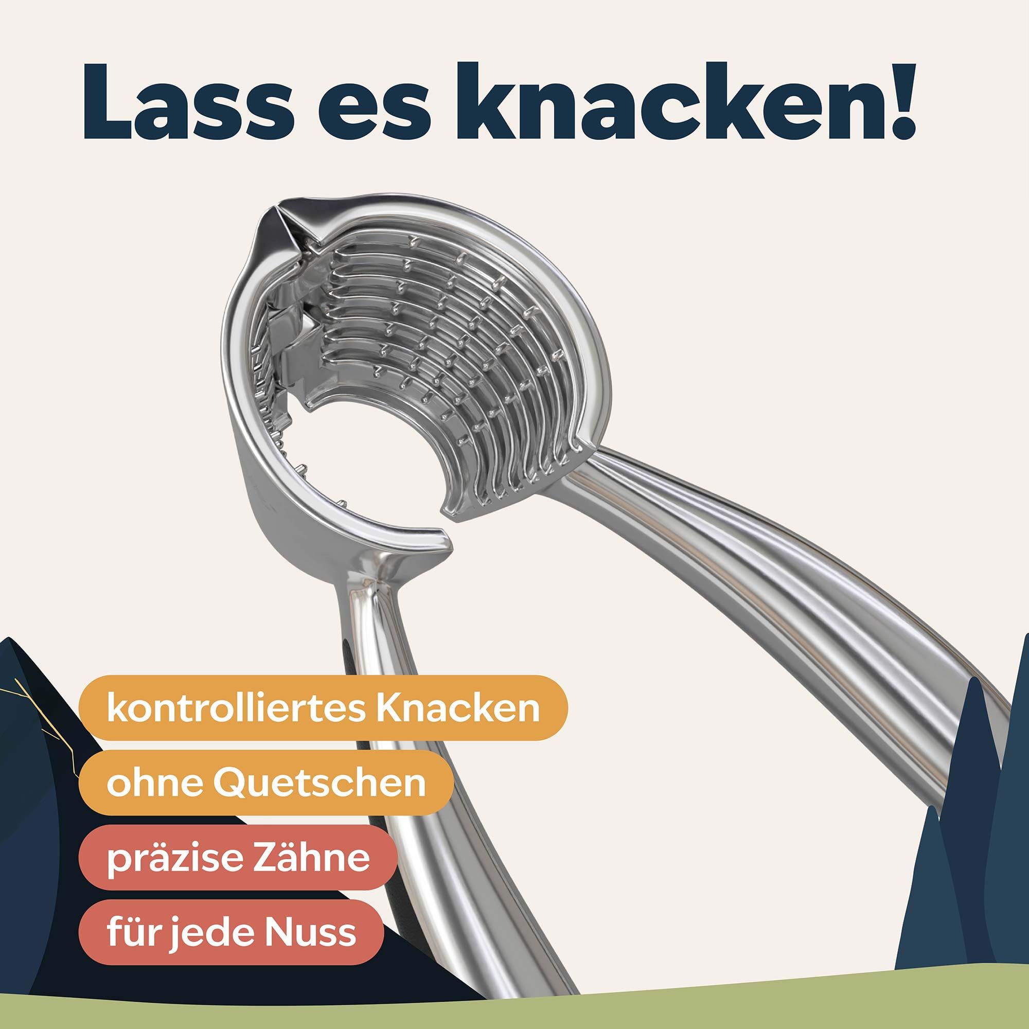 kjøk Casse-noix en métal pour noix et noisettes – Casse noix robuste de 350g – Nutcracker en alliage de zinc chromé – Ouvre-Noix résistant et durable | Casse en qualité premium kjøk – robuste, durable et facile au quotidien