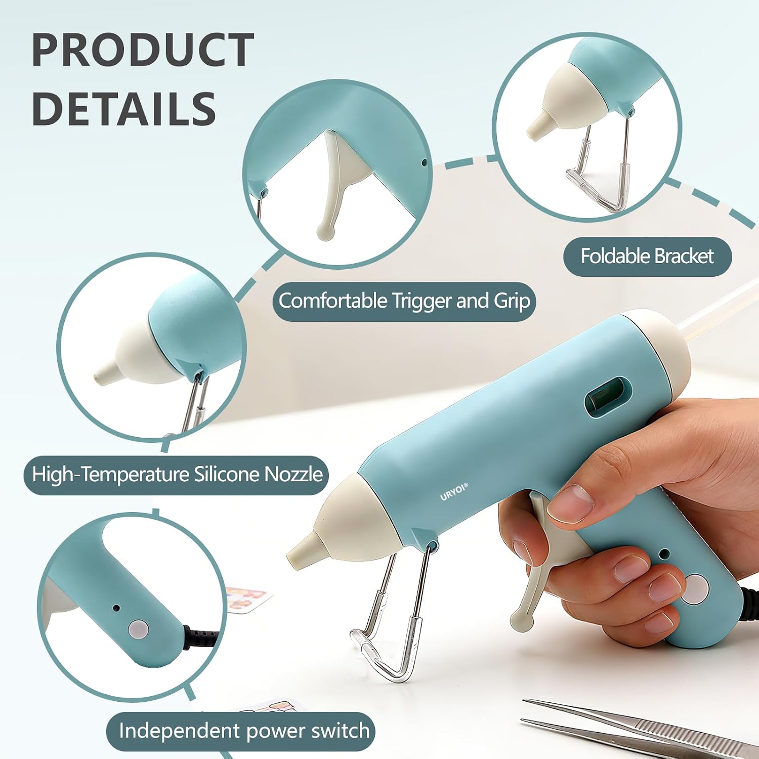 Mini Hot Glue Gun, 20W Fast Heating Anti-Drip Hot Melt Glue Gun Kit with 20 Glue Sticks, 90s Quick Preheat Glue Gun for DIY Crafts, School & Home Repairs (Blue)