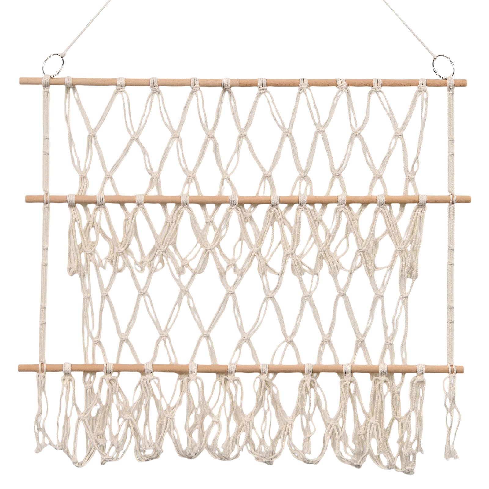 FREEBLOSS Hamaca para peluches, red colgante de pared, 2 capas, macramé, hecha a mano, hamaca de esquina para juguetes de peluche, organizador colgante, soporte para sala de juegos, dormitorio (30 x