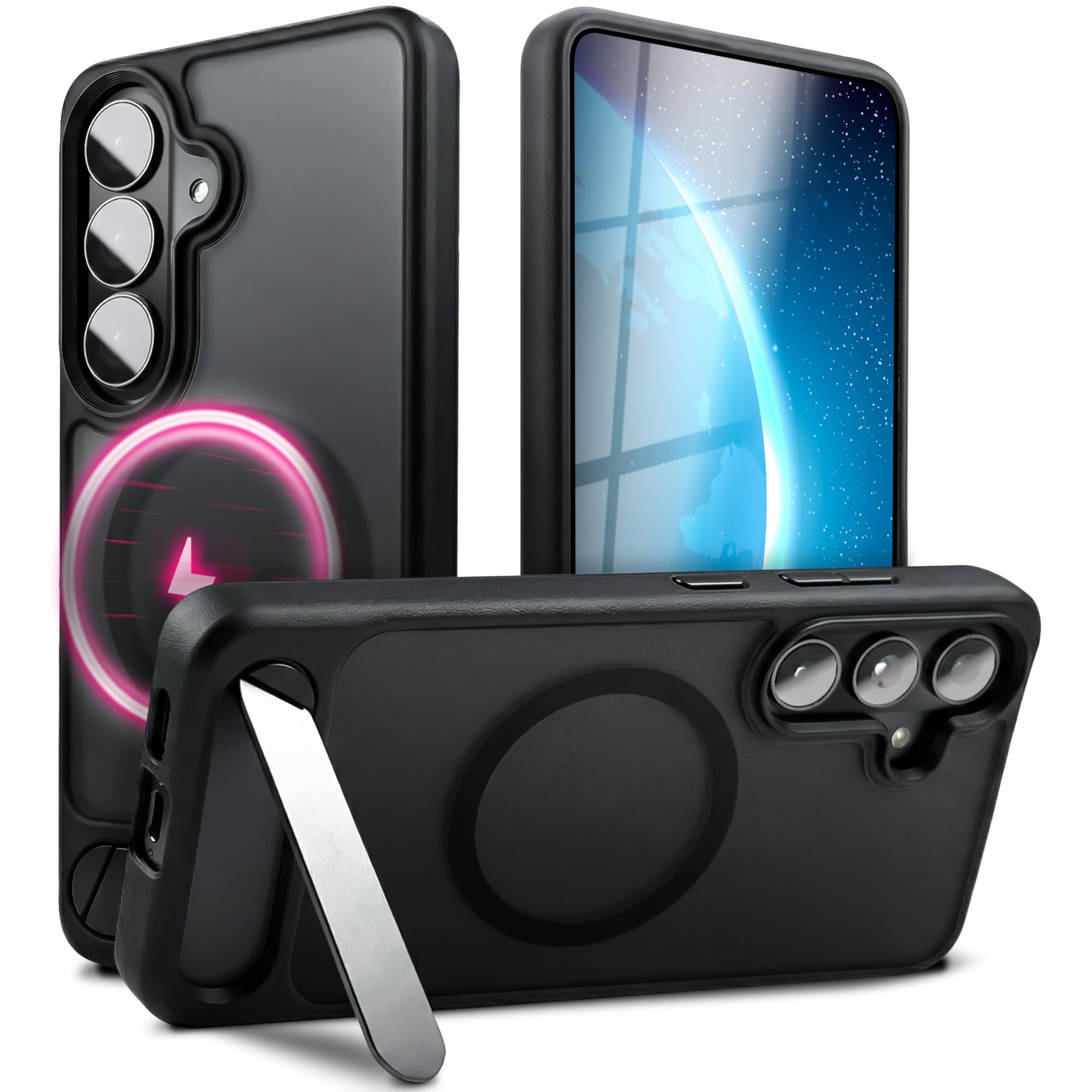 NALIA Coque Magnétique Rigide Mate pour Samsung Galaxy S26 - Compatible MagSafe & Support - Triton (Étui Antichoc Anti-Jaunissement) - Marque Allemande, Couleur:Noir Basalte