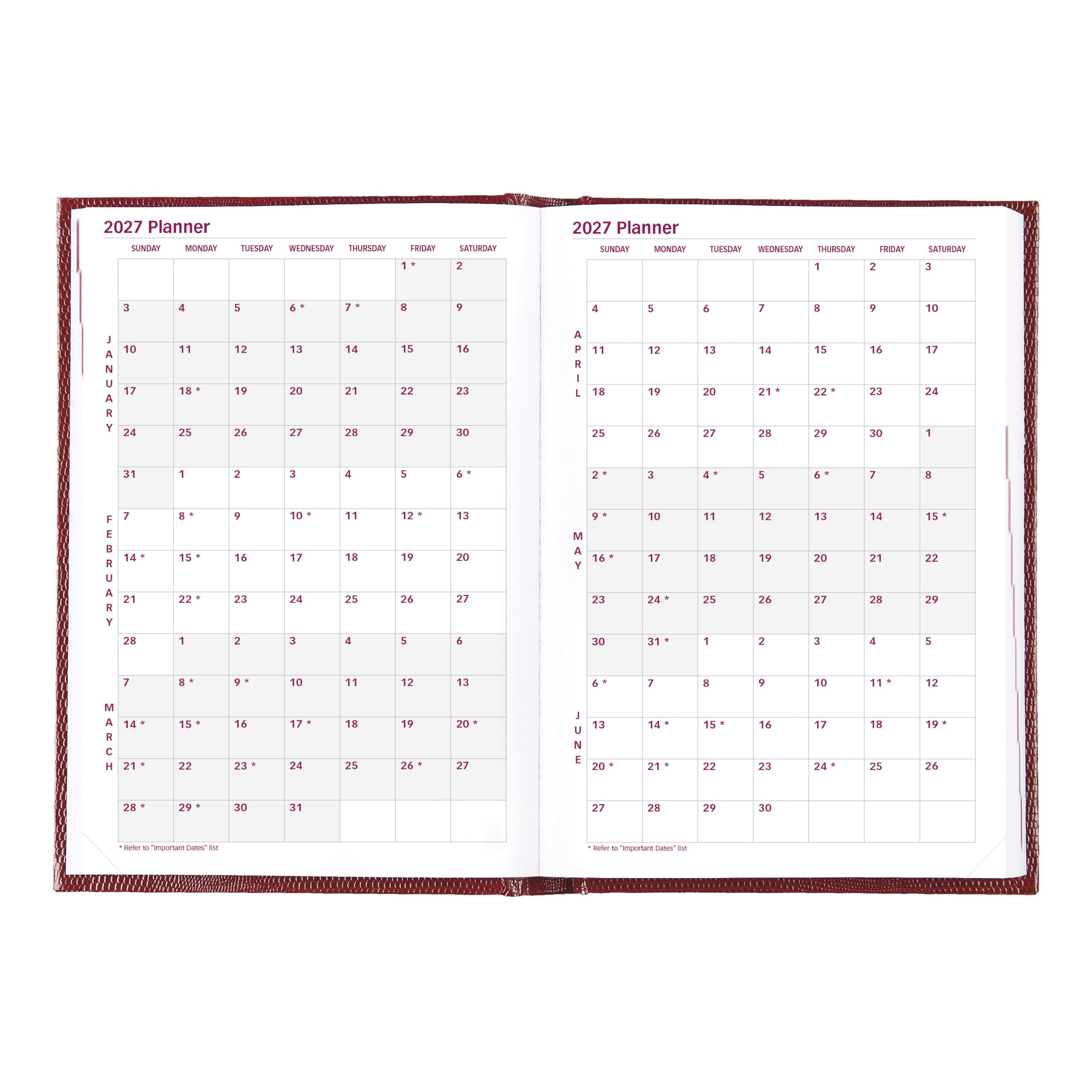 Brownline® - Agenda giornaliera/mensile tradizionale 2027, 12 mesi, da gennaio a dicembre, rilegatura perfetta, 21 x 14,6 cm, rosso brillante (CB389.RED)