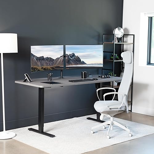 Vista 7 de VIVO DESK-TOP72-30G - Mesa universal de 71 x 30 pulgadas para marcos de escritorio estándar y sentados a pie, altura ajustable, color gris oscuro
