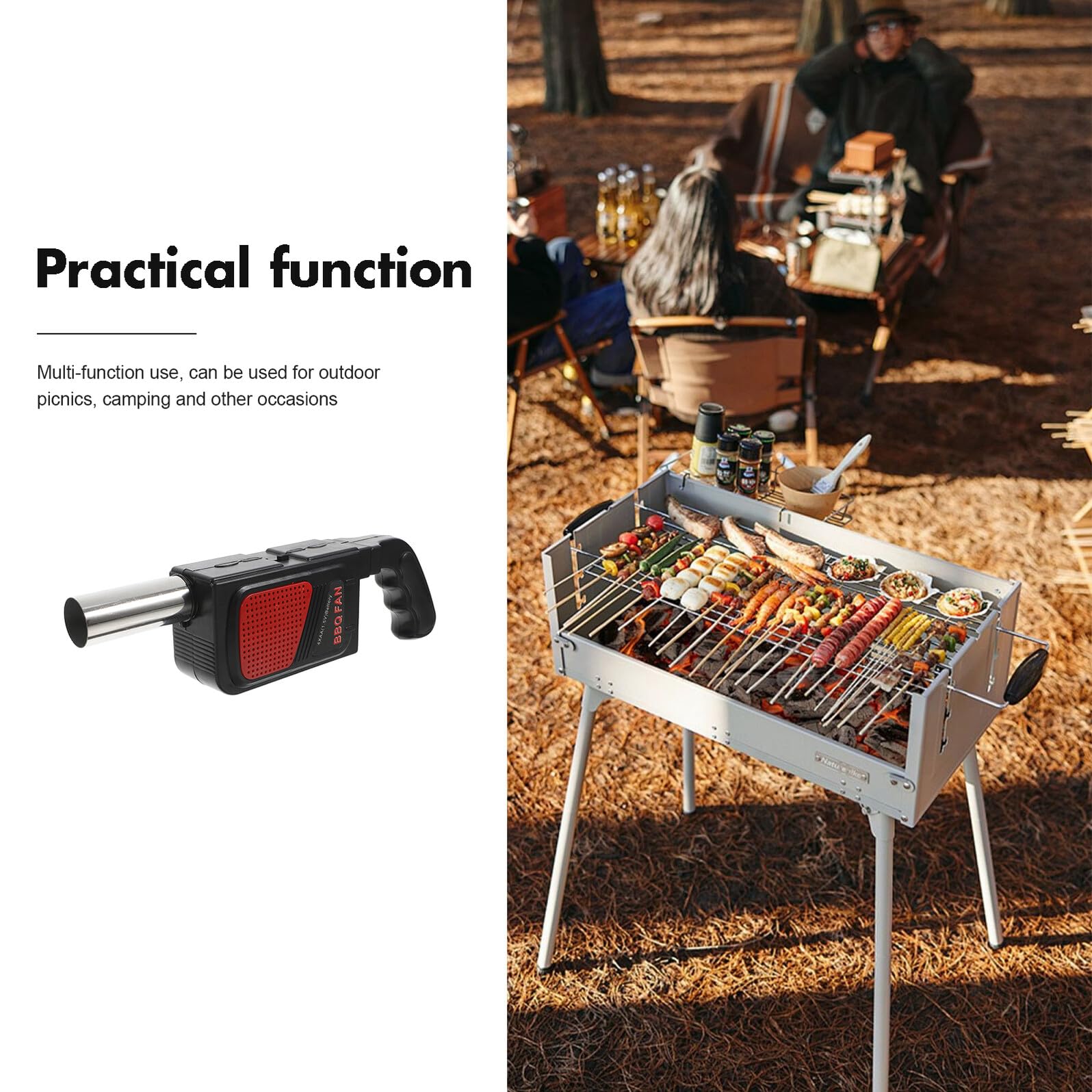 2 pezzi Soffiatore Elettrico Portatile per Barbecue Ventola Batteria per Accensione Rapida Strumento Compatto per Campeggio e Cottura All Aperto