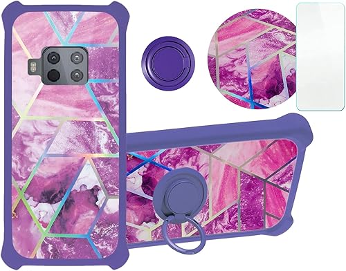 Funda para Moto One Zoom compatible con Motorola Moto One Zoom con protector de pantalla de vidrio templado, policarbonato duro + silicona suave,