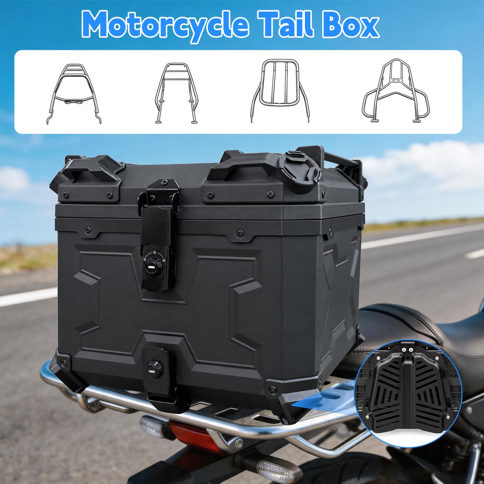 Universeller Motorradkoffer, Schwarz (55, Liter)