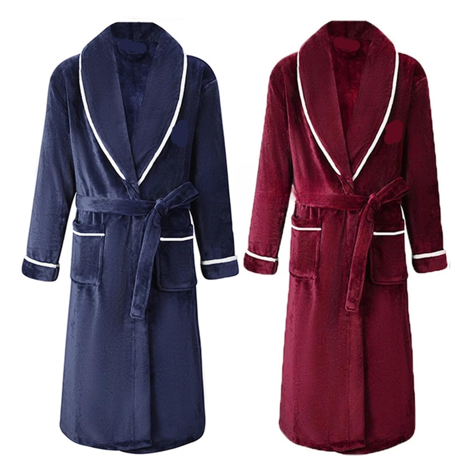 Albornoz Largo para Hombre De Franela Gruesa for Hombre, Ropa de Dormir otoño e Invierno, cálida baño Forro Polar Coral, Holgada Informal, Estar en casa