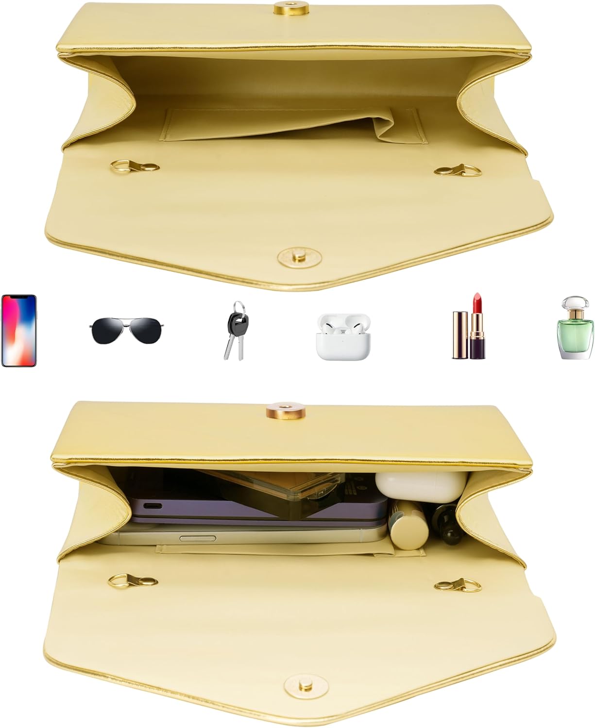 Larcenciel Envelope Clutch Purse for Women, Vegan Leather Evening Bag with Chain Strap, Wedding Cocktail Party Formal Handbag - Image 5